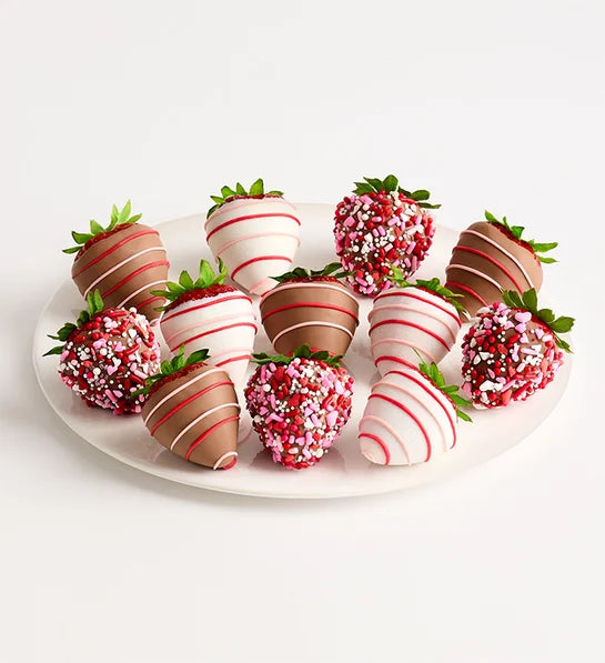 Valentine's Day Sprinkled Chocolate Dipped Berries